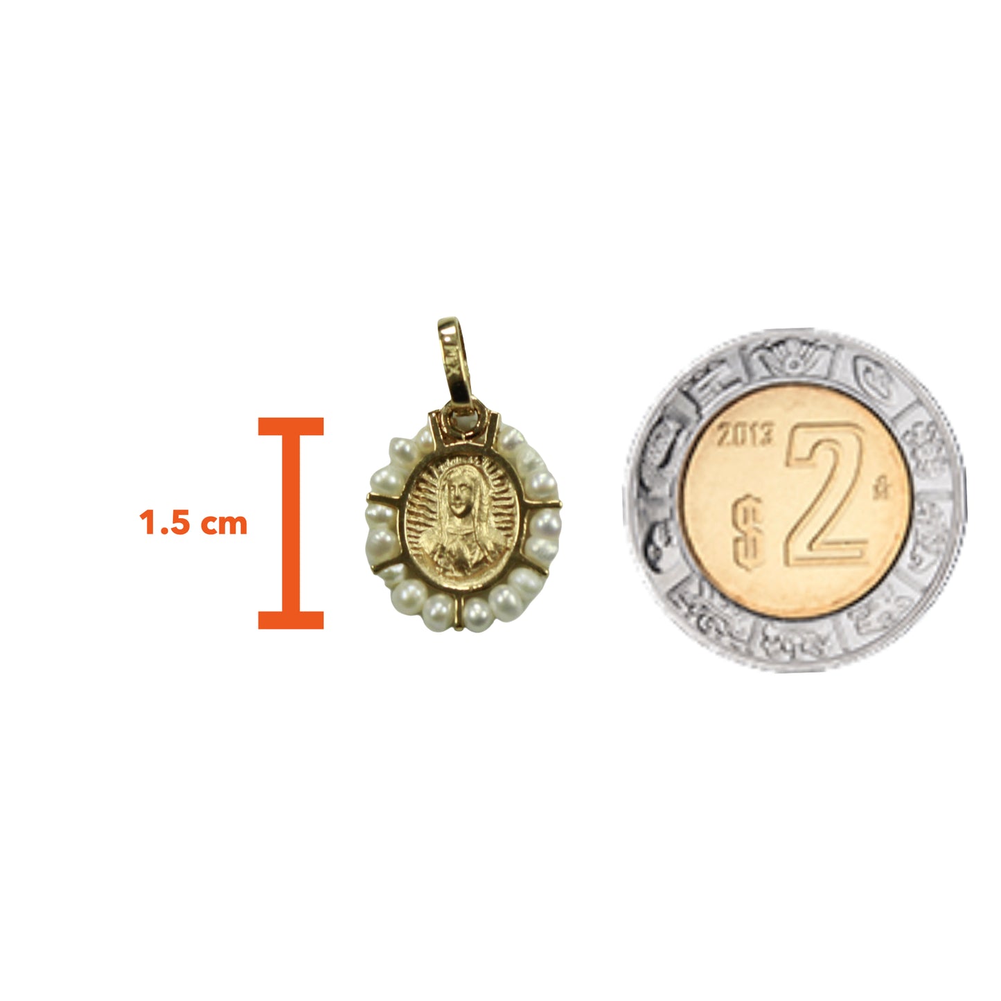 Medalla Virgen Maria Ovalada con Perlas