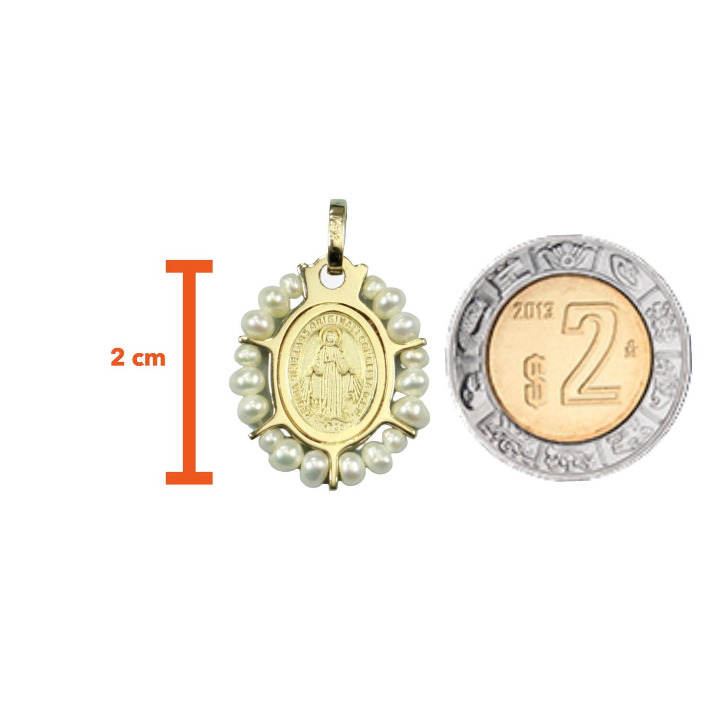 Medalla Oval Virgen Milagrosa con Perlas