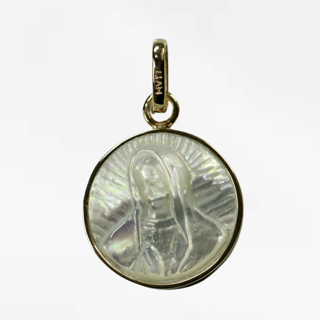 Medalla Redonda Virgen Madre Perla