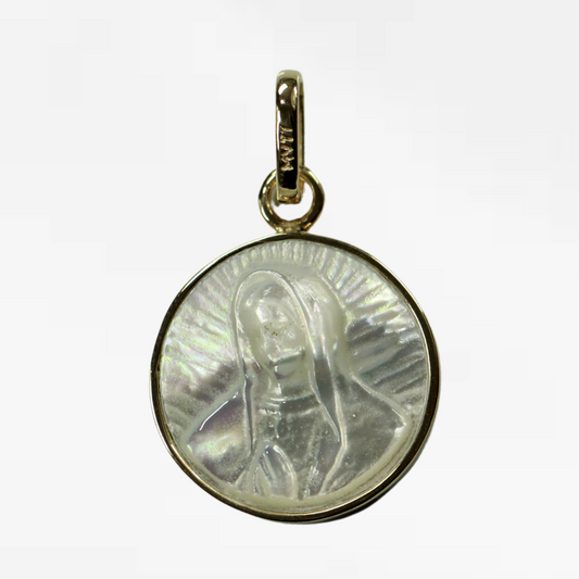 Medalla Redonda Virgen Madre Perla